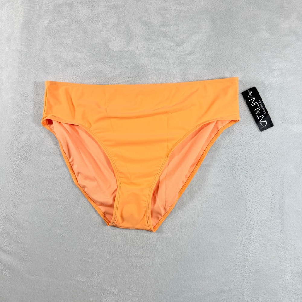Catalina Womens Plus‎ Size 2X Tangerine Orange High Waist Bikini Swim Bottom NWT